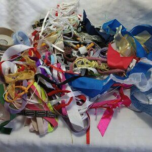 Let's just say this is a huge, crazy bundle of ribbon scraps to collect for DIY